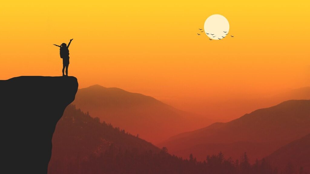 girl, adventure, travel, exploration, leisure, birds, outdoors, hike, trek, stone, nature, hiking, forest, mountain, sunset, wallpaper, sun, adventure, hiking, sun, sun, sun, sun, sun